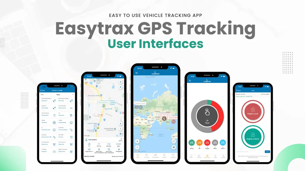 Easytrax GPS tracking app screens